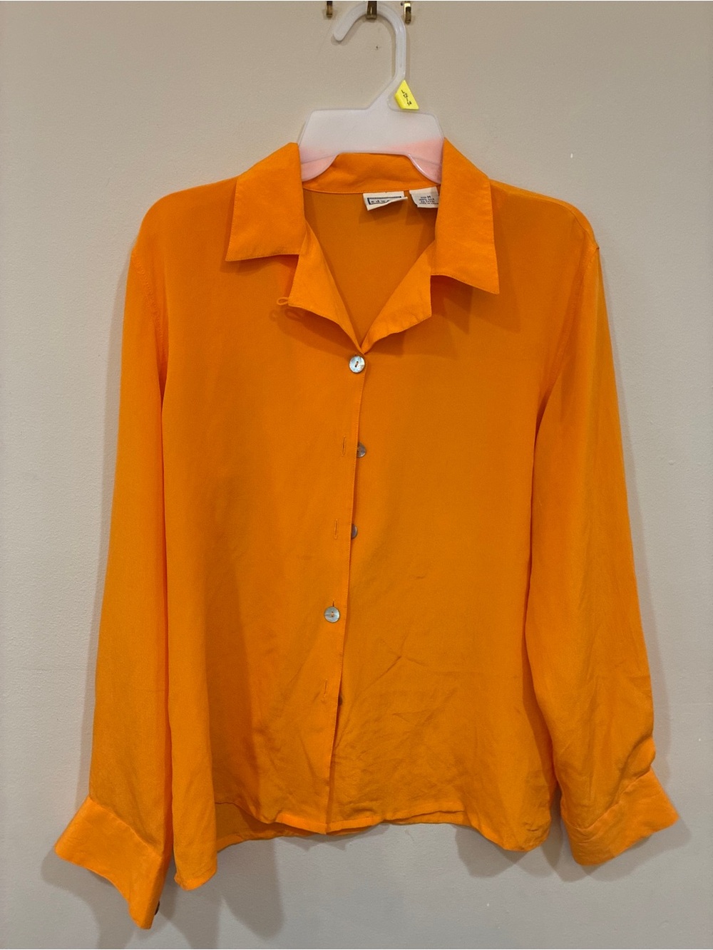 Women's Bright Orange Button-Front Collared Shirt